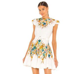 Zimmermann Estelle Tie Cream Floral Mini Dress US - 4